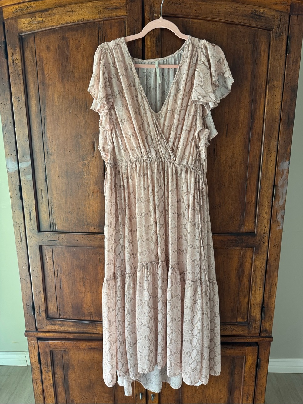 Anthropologie Blush V-Neck Flutter Sleeve Midi Dress Size 1X - Picture 5 of 8